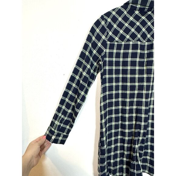 Aerie Women's Plaid Button Front Long Sleeve Romper Size Small NWT Blue Green - Picture 8 of 13